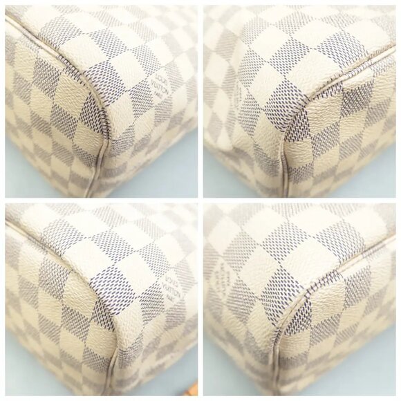 100% Authentic Louis Vuitton Neverfull White W/P Damier Azur Canvas Shoulder Bag - Picture 6 of 12